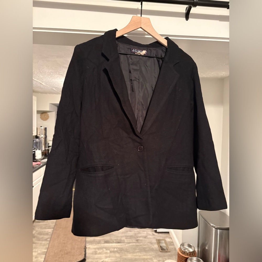 Vintage Women's Classic Black Wool Blazer